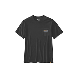 T-shirt leggera relaxed fit con taschino e grafica calligrafata BLACK